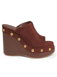 Spencer 100MM Studded Suede Wedge Sandals