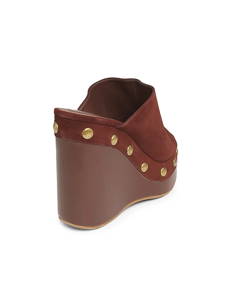 Spencer 100MM Studded Suede Wedge Sandals