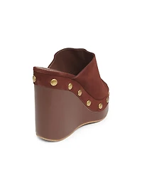Spencer 100MM Studded Suede Wedge Sandals