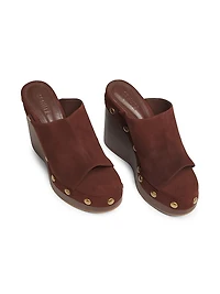 Spencer 100MM Studded Suede Wedge Sandals