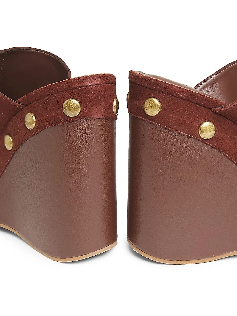 Spencer 100MM Studded Suede Wedge Sandals