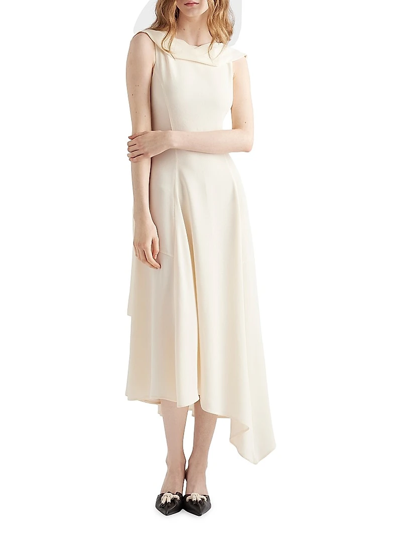 Asymmetrical Satin Crepe Dress