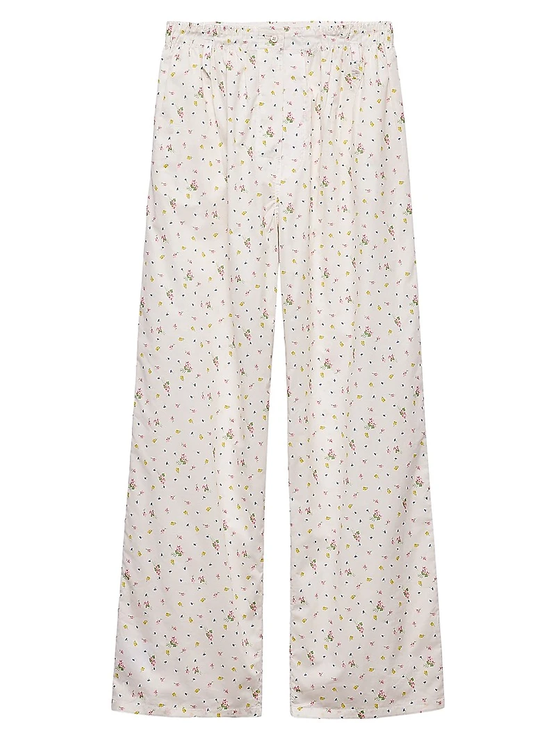 Floral Print Cotton Batiste Pants
