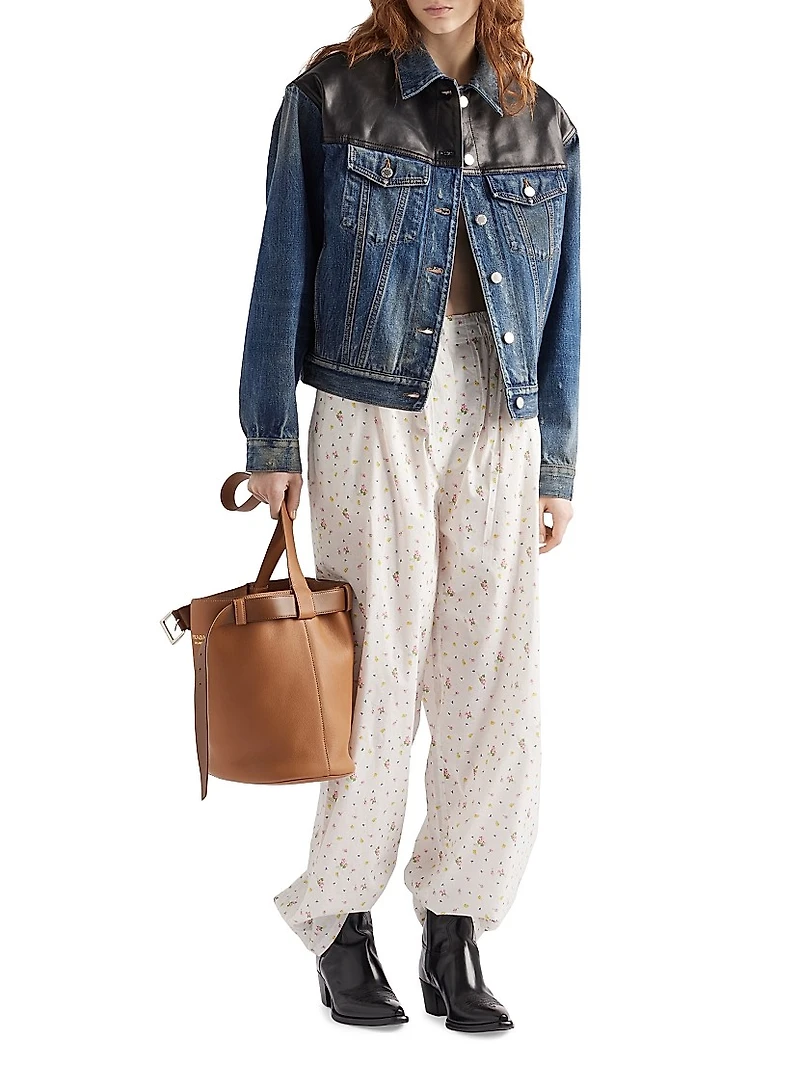 Floral Print Cotton Batiste Pants