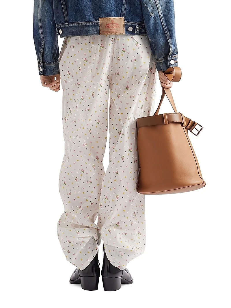 Floral Print Cotton Batiste Pants