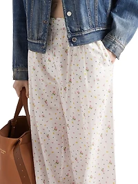 Floral Print Cotton Batiste Pants