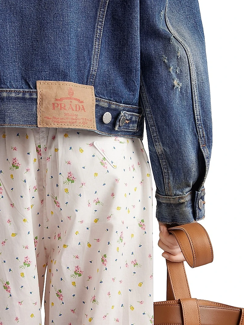 Floral Print Cotton Batiste Pants