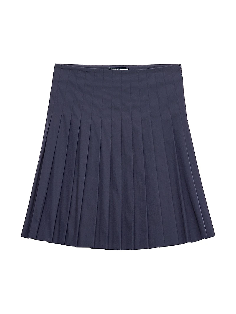 Pleated Poplin Mini Skirt