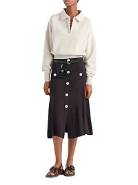 Long-Sleeved Cotton Fleece Polo Shirt