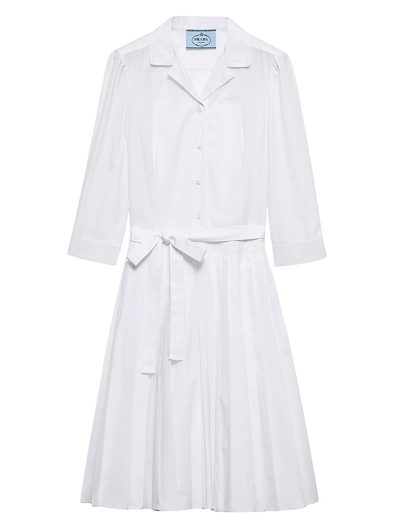 Pleated Poplin Shirt Dress