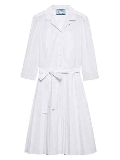 Pleated Poplin Shirt Dress