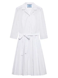 Pleated Poplin Shirt Dress
