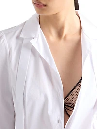 Pleated Poplin Shirt Dress