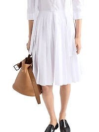 Pleated Poplin Shirt Dress