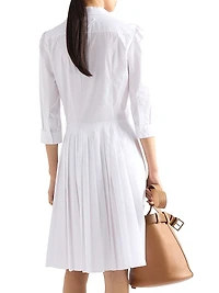 Pleated Poplin Shirt Dress
