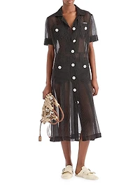 Polka-Dot Silk Chiffon Shirt Dress