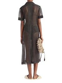 Polka-Dot Silk Chiffon Shirt Dress