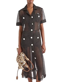Polka-Dot Silk Chiffon Shirt Dress