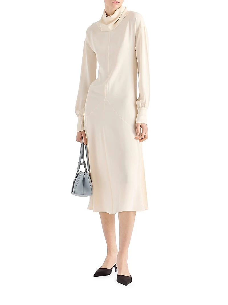Silk Broadcloth Midi-Dress