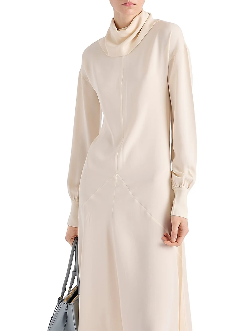 Silk Broadcloth Midi-Dress