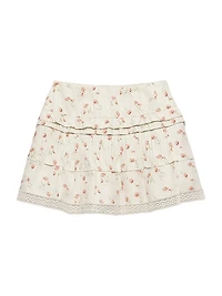 Floral Print Linen Mini Skirt