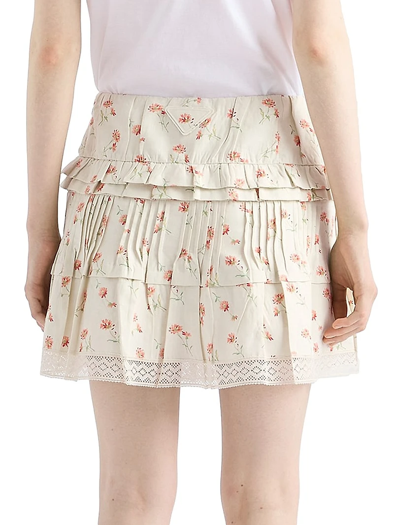 Floral Print Linen Mini Skirt