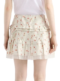 Floral Print Linen Mini Skirt