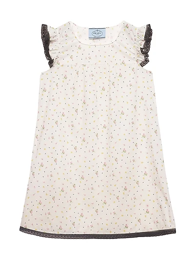 Floral Print Cotton Batiste Mini-Dress