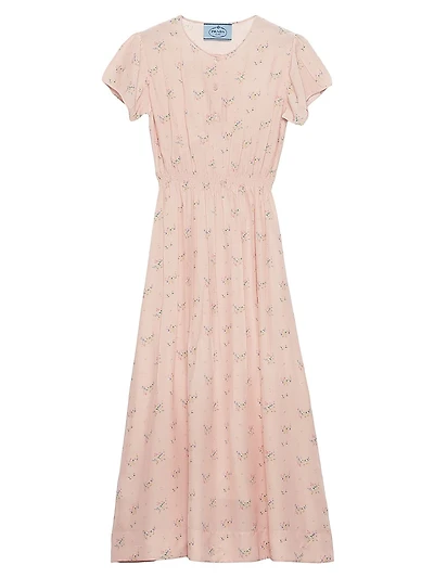 Floral Print Pongé Dress