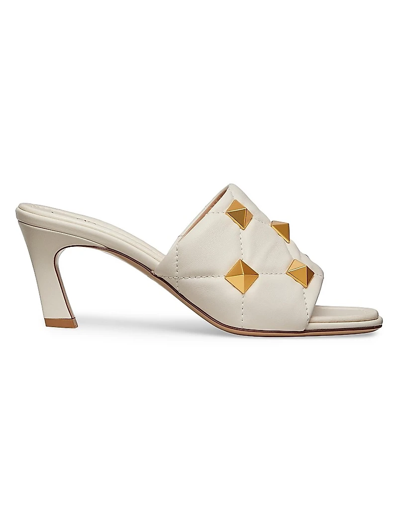 Roman Stud 65MM Slide Sandals in Quilted Nappa