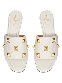 Roman Stud 65MM Slide Sandals in Quilted Nappa