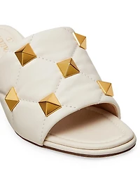 Roman Stud 65MM Slide Sandals in Quilted Nappa