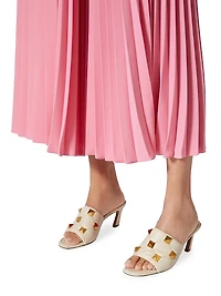 Roman Stud 65MM Slide Sandals in Quilted Nappa