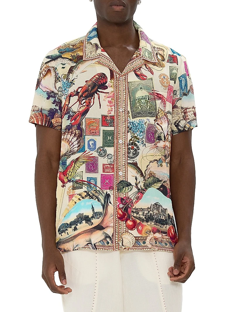 Notes From The Road Printed Camp Shirt