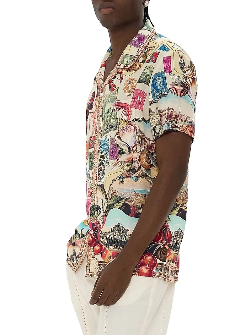 Notes From The Road Printed Camp Shirt