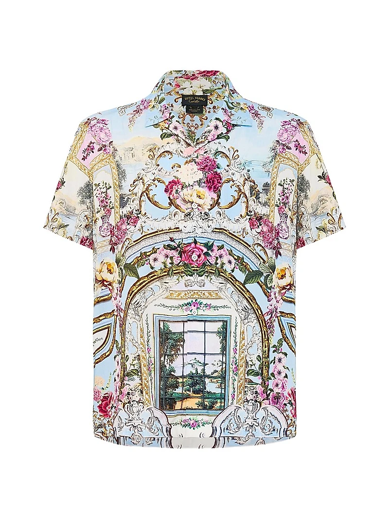 Tiled Time Printed Camp Shirt