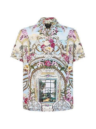 Tiled Time Printed Camp Shirt