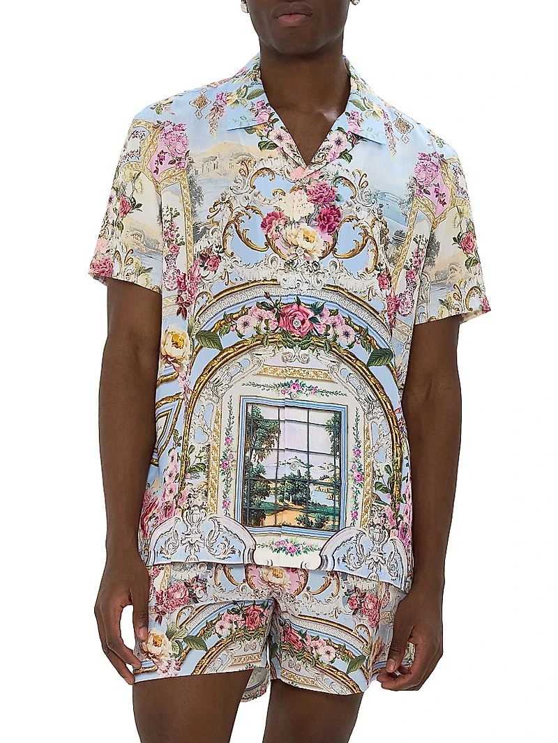 Tiled Time Printed Camp Shirt