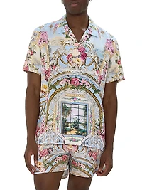 Tiled Time Printed Camp Shirt