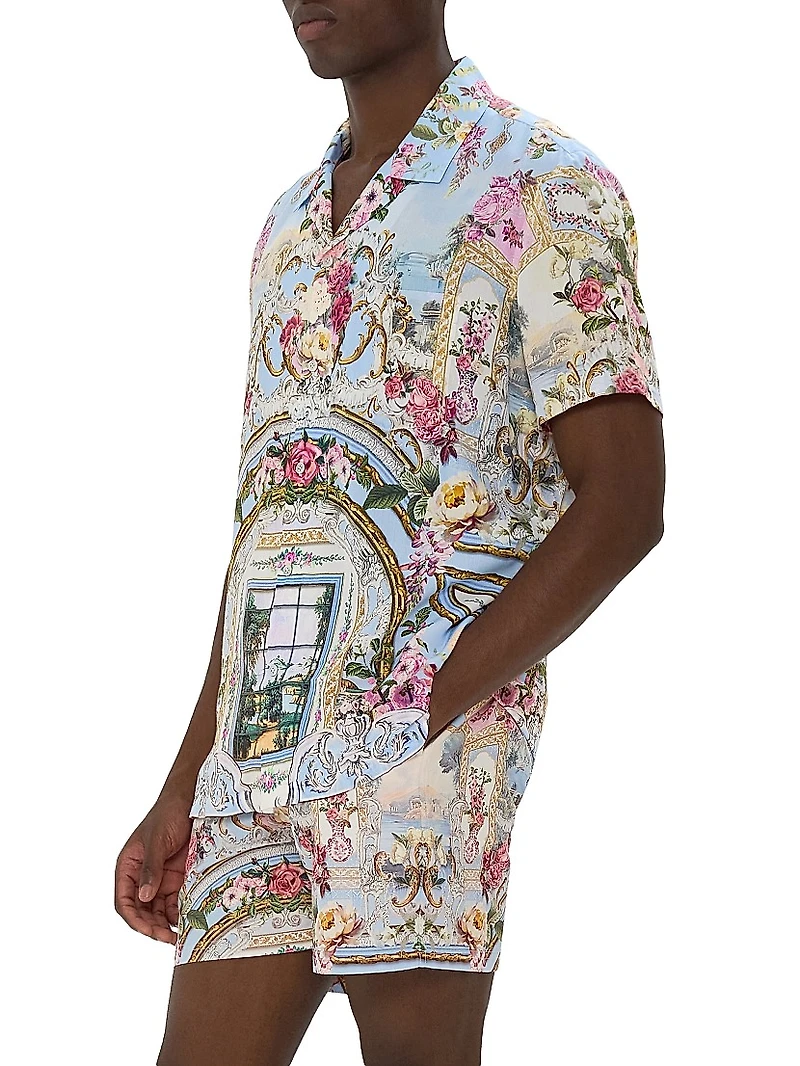 Tiled Time Printed Camp Shirt