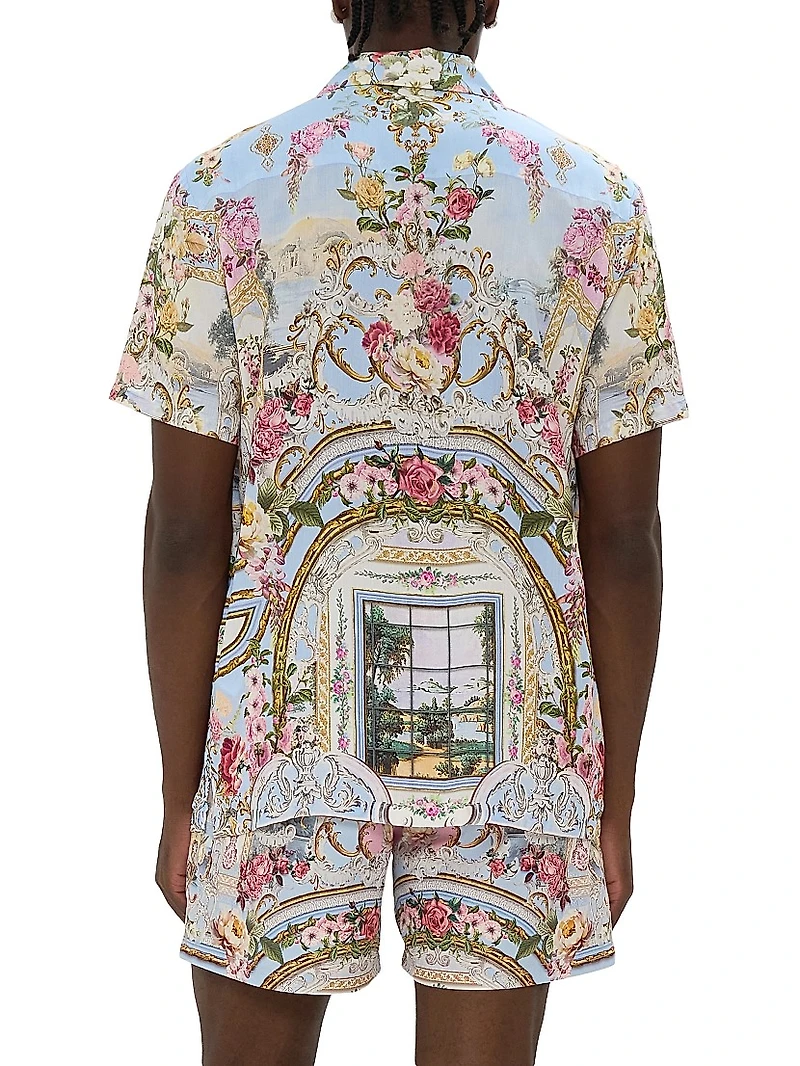 Tiled Time Printed Camp Shirt