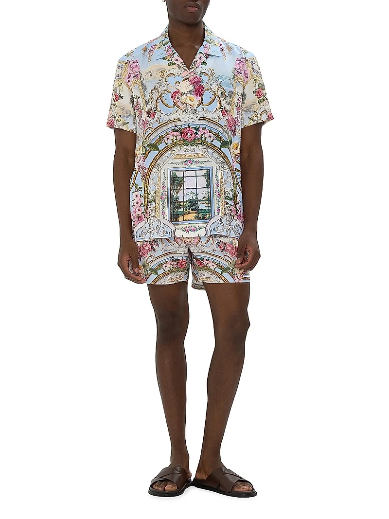 Tiled Time Printed Camp Shirt