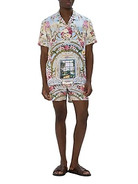 Tiled Time Printed Camp Shirt