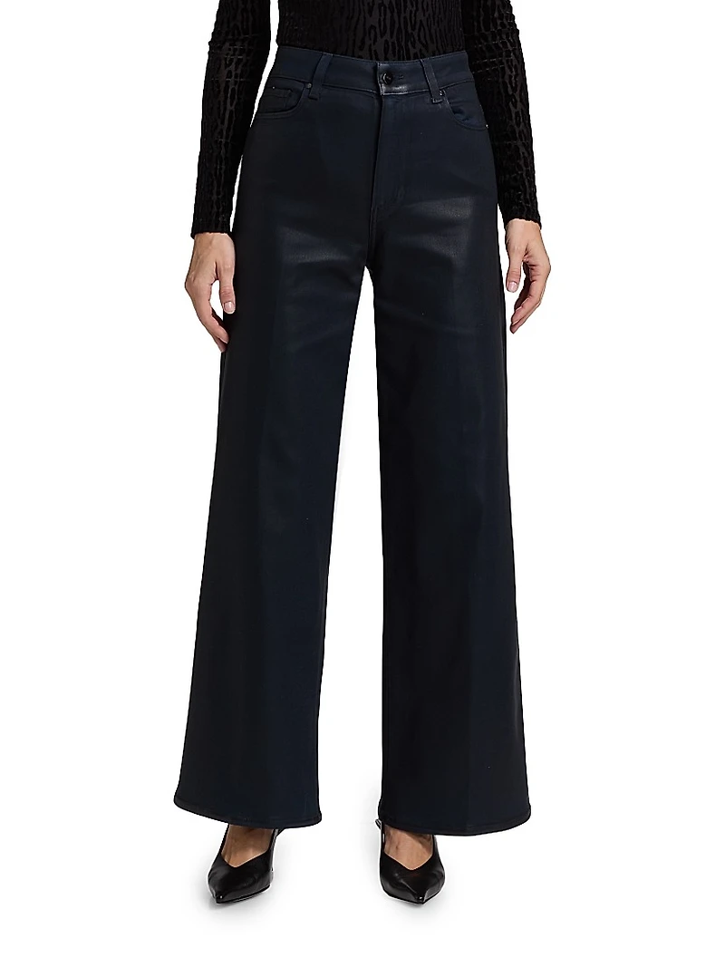 Anessa Coated High-Rise Wide-Leg Jeans