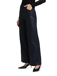 Anessa Coated High-Rise Wide-Leg Jeans
