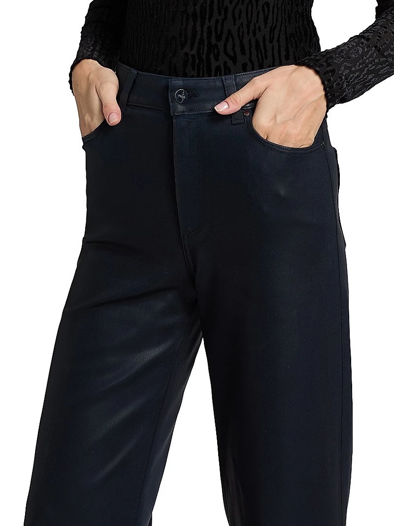 Anessa Coated High-Rise Wide-Leg Jeans