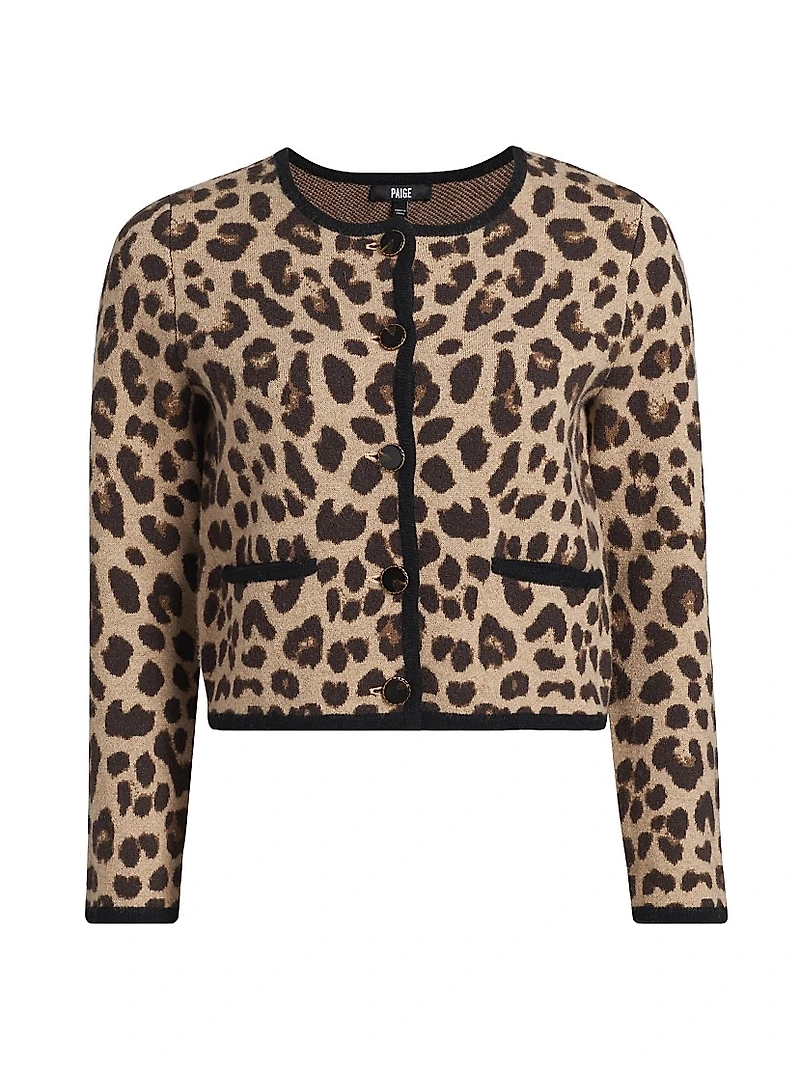 Oberon Leopard-Print Merino Wool Cardigan