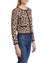 Oberon Leopard-Print Merino Wool Cardigan
