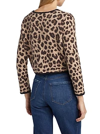Oberon Leopard-Print Merino Wool Cardigan