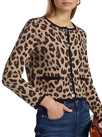 Oberon Leopard-Print Merino Wool Cardigan